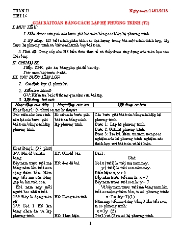 Giáo án Tự chọn Toán Lớp 9 - Tuần 23 - Năm học 2017-2018 - Trường THCS Ngô Quang Nhã