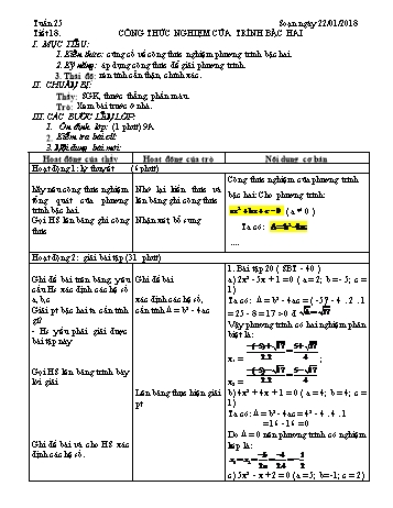 Giáo án Tự chọn Toán Lớp 9 - Tuần 25 - Năm học 2017-2018 - Trường THCS Ngô Quang Nhã