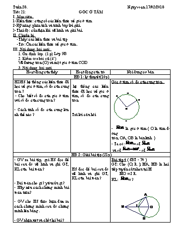 Giáo án Tự chọn Toán Lớp 9 - Tuần 28 - Năm học 2017-2018 - Trường THCS Ngô Quang Nhã